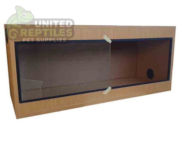 abstract hexagonal shape with lizard inside Oak Melamine Terrarium