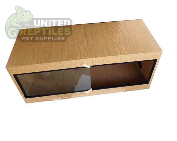 abstract hexagonal shape with lizard inside Oak Melamine Terrarium