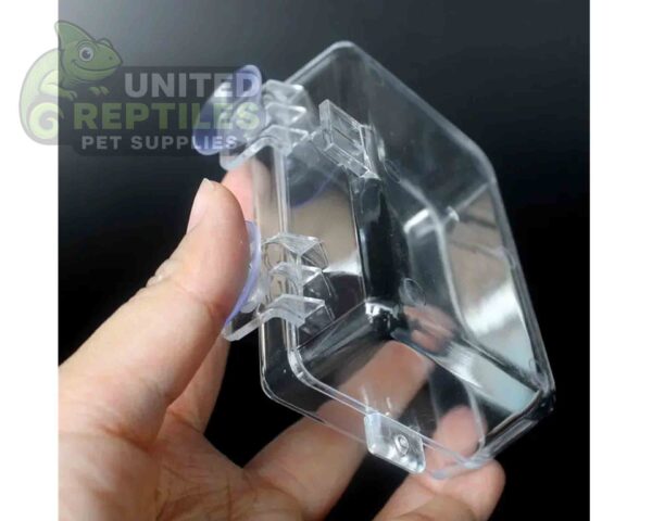 abstract hexagonal shape with lizard inside Escape-proof feeder