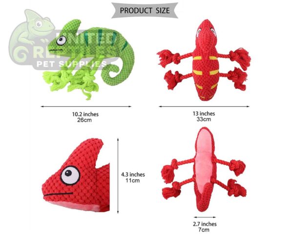 Squeaky Chameleon Rope Dog Toy (26cm) - Plush Chew & Tug Toy