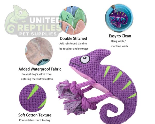Squeaky Chameleon Rope Dog Toy (26cm) - Plush Chew & Tug Toy