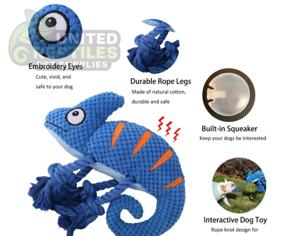 Squeaky Chameleon Rope Dog Toy (26cm) - Plush Chew & Tug Toy