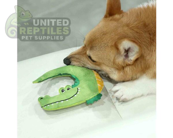 Plush & Squeaky Crocodile Dog Toy - Soft Suede Finish (20cm x 16cm)