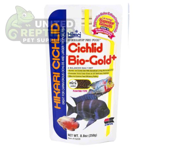 abstract hexagonal shape with lizard inside Hikari Cichlid Cichlid Bio-Gold+