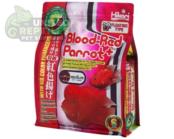 abstract hexagonal shape with lizard inside Hikari Blood-Red Parrot+