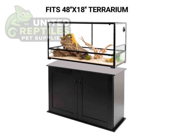 abstract hexagonal shape with lizard inside REPTI ZOO Reptile Aquarium Terrarium Wooden Stand 120x45x76cm