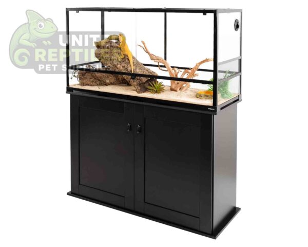 abstract hexagonal shape with lizard inside REPTI ZOO Reptile Aquarium Terrarium Wooden Stand 120x45x76cm