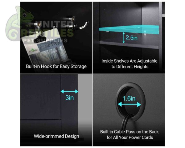 abstract hexagonal shape with lizard inside REPTI ZOO Reptile Aquarium Terrarium Wooden Stand 120x45x76cm