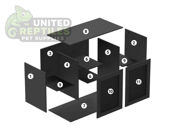 abstract hexagonal shape with lizard inside REPTI ZOO Reptile Aquarium Terrarium Wooden Stand 120x45x76cm