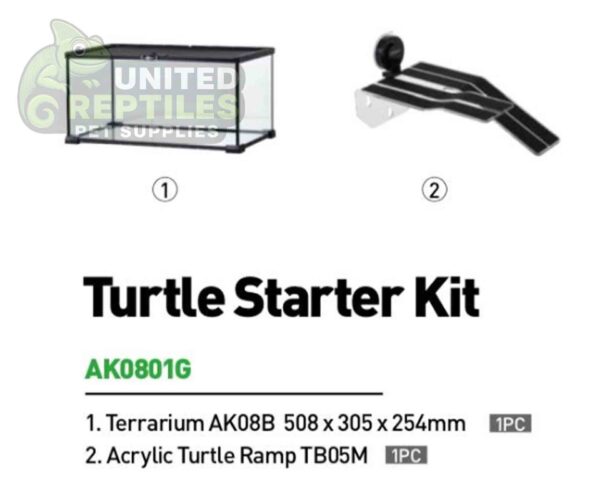 abstract hexagonal shape with lizard inside RZ Aqua Turtle Habitat Kit - 58.5x38x33cm