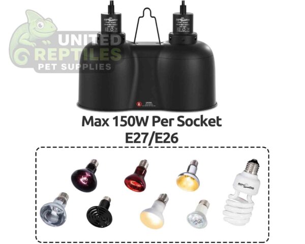 abstract hexagonal shape with lizard inside RZ Dual Reptile Light Fixture - 150W Max