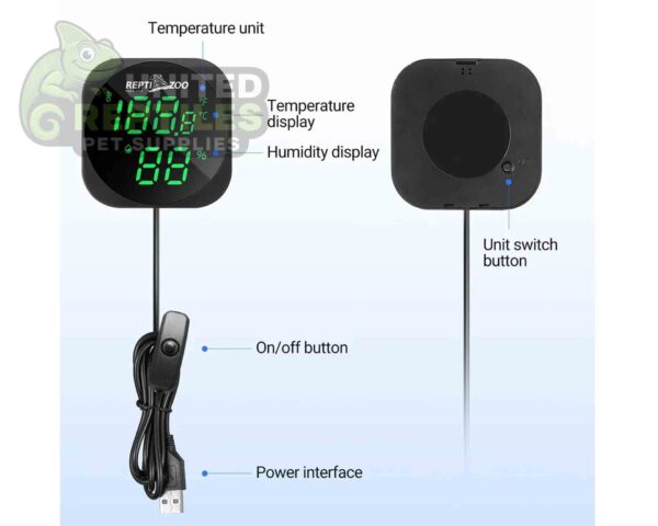 abstract hexagonal shape with lizard inside RZ LED DIGITAL THERMO-HYGROMETER - SH140