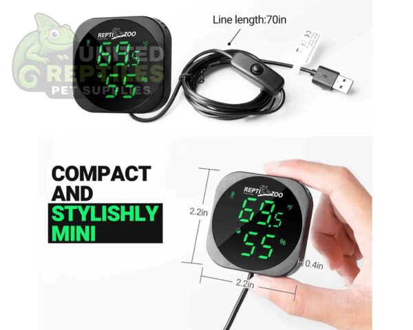 abstract hexagonal shape with lizard inside RZ LED DIGITAL THERMO-HYGROMETER - SH140